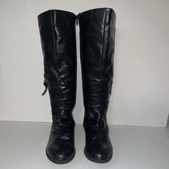 Shoes - Black Leather Knee-High Boots